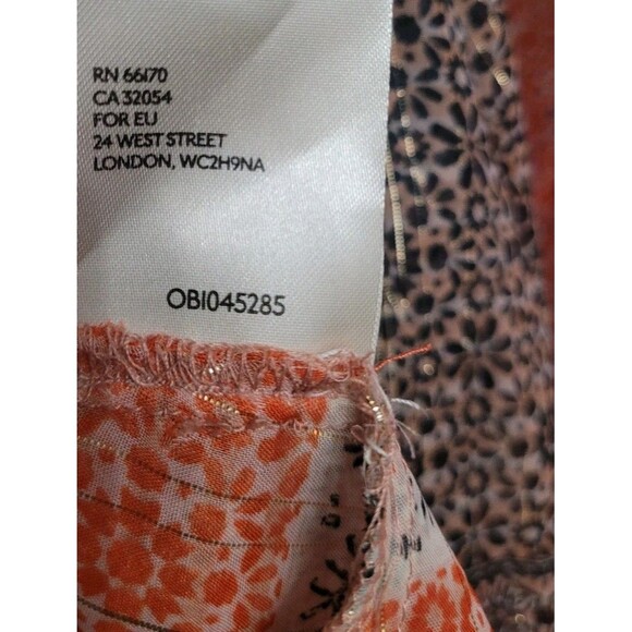 Free People Aliyah Boho Patchwork Tunic Top Sz XS Festival Orange Metallic NWOT - Picture 11 of 12